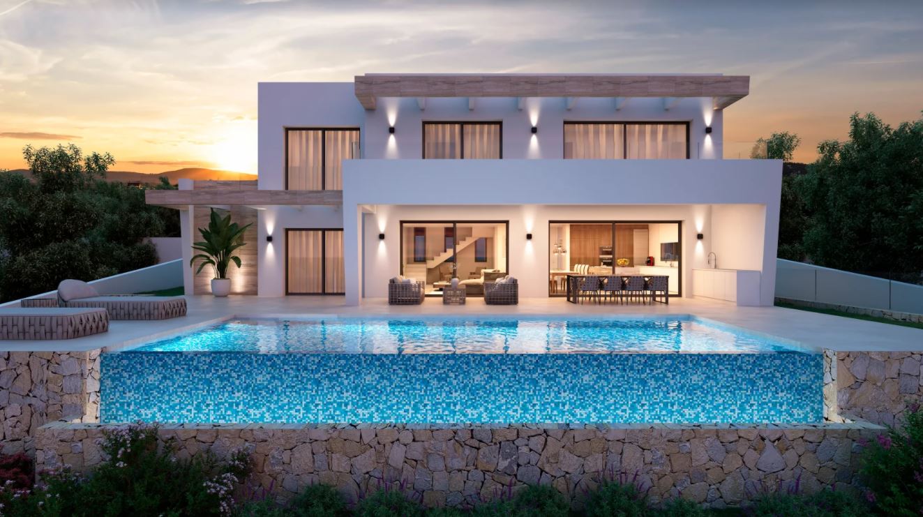 Luxus-Villa im Bau zum Verkauf in Moraira mit Meerblick.